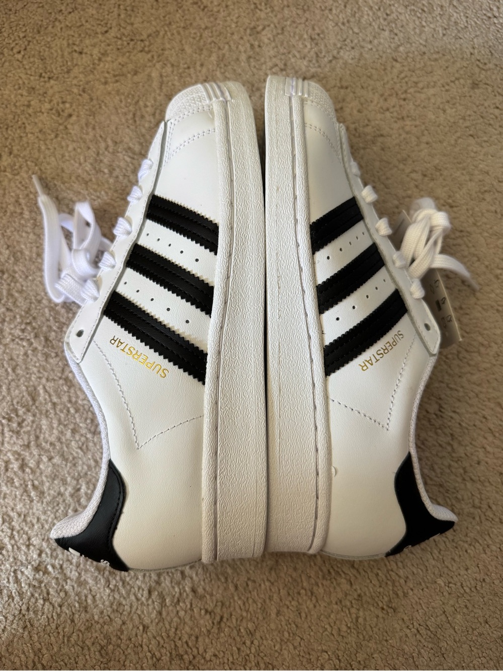 adidas women Superstar foundation Sneakers - White & Black with Gold Logo - Picture 6 of 11